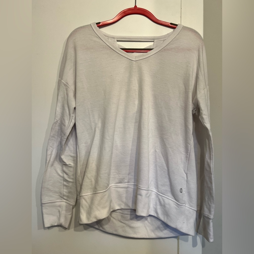 White Long Sleeve workout top with cross back